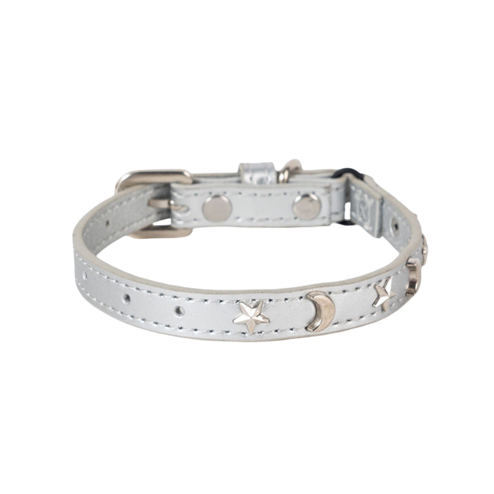 thumbnail image 2 of Collar de cuero para gatos adecuado para niños y niñas Gatos con banda elástica Estrella y luna Hebilla ajustable Collar adecuado para gatos pequeños Gatos grandes Tamaño 8-12 pulgadas, 2 of 2
